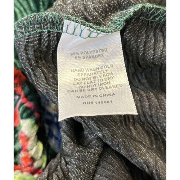 3X Velour Dress Green Floral Long Flair Sleeve Smak Parlour Stretch Ribbed NWT - Picture 6 of 8